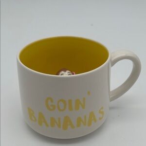 “Goin' Bananas” Coffee Mug Cup with 3D Monkey Figurine Inside Whimsical Cupboard